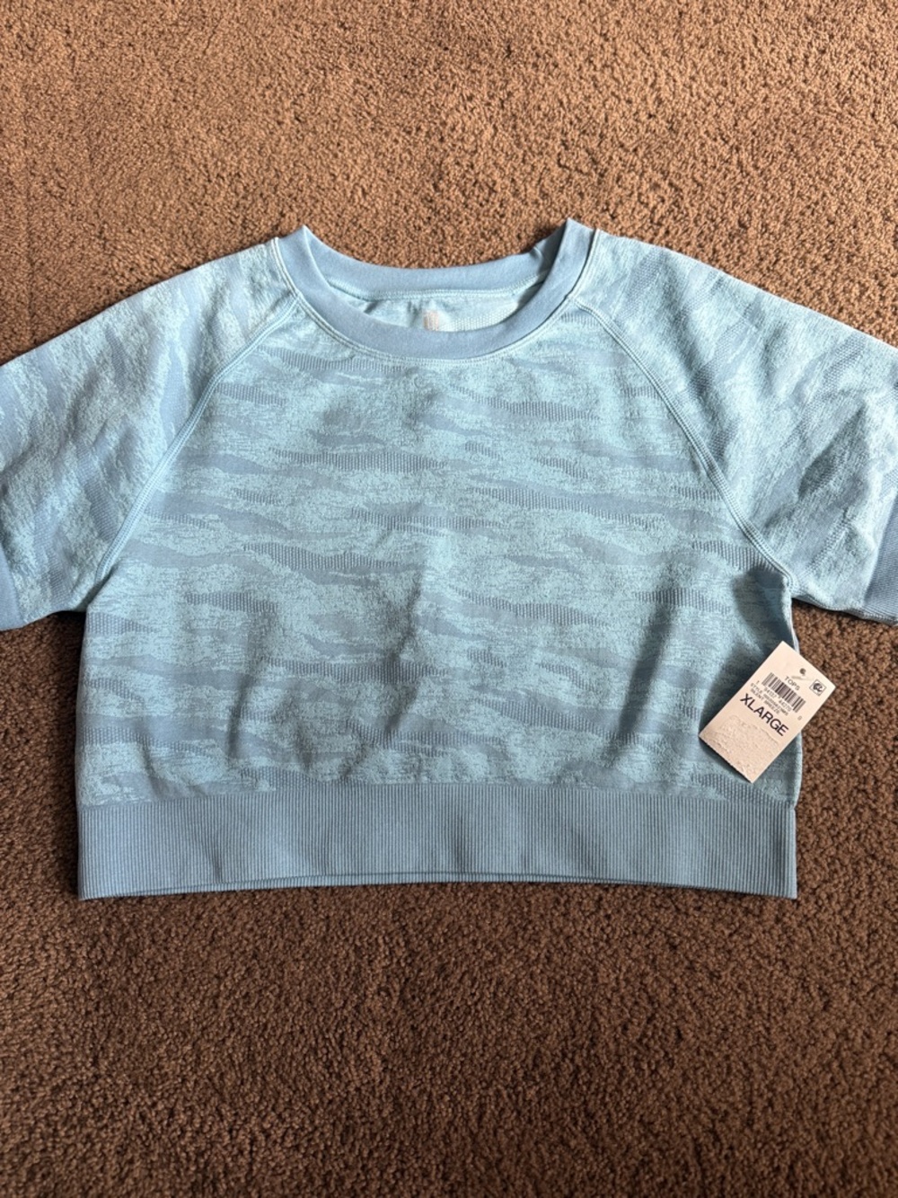 Women’s Ideology Light Blue Short Sleeve Sweatshirt Top Size XL NWT